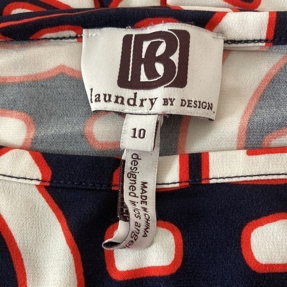 Laundry by Design 10 dress blue white red 3/4 sleeves - Picture 12 of 14